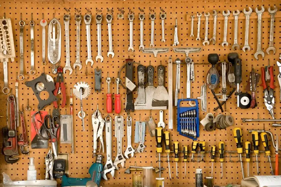 tools on a wall