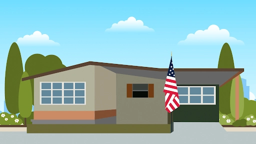 house with an american flag