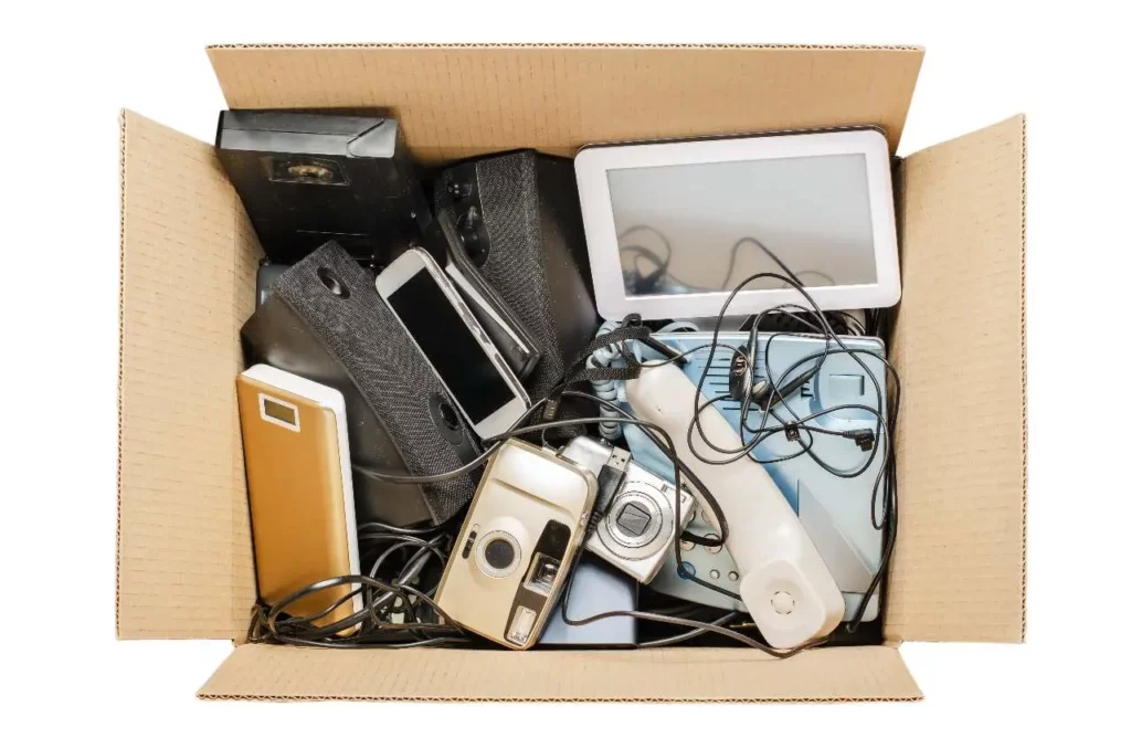 box full of old electronics